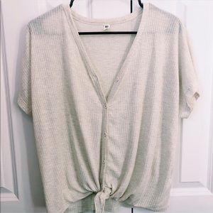 Nordstrom Button Up Tie Front Top